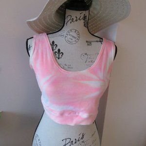 Vintage 1980s Hawaiian Print Pink & White Crop Top